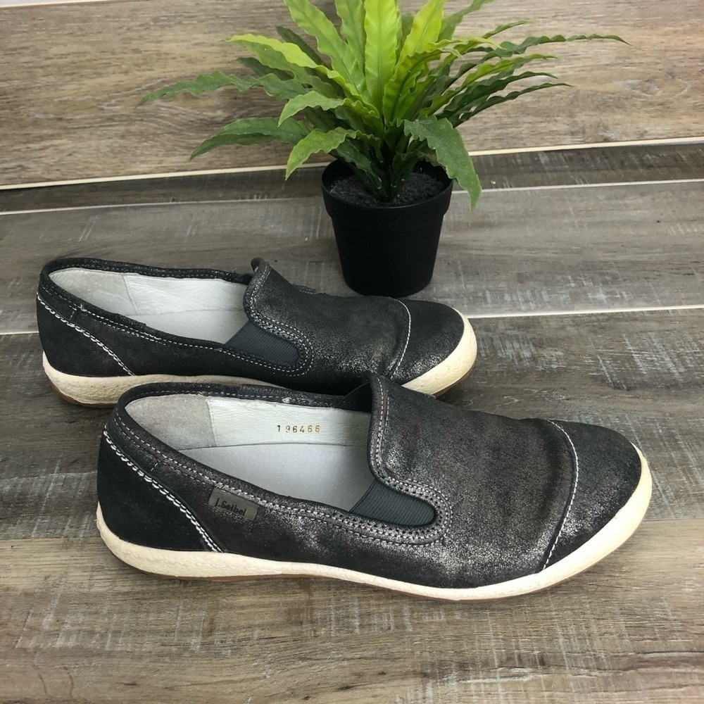 Josef Seibel Caspian Metallic Gray Slide Flats Size 38